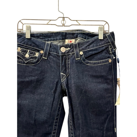 True Religion NWT Vintage Y2K Blue Bling Pocket Jeans Size 27 W32572L22 Women's - Picture 3 of 7
